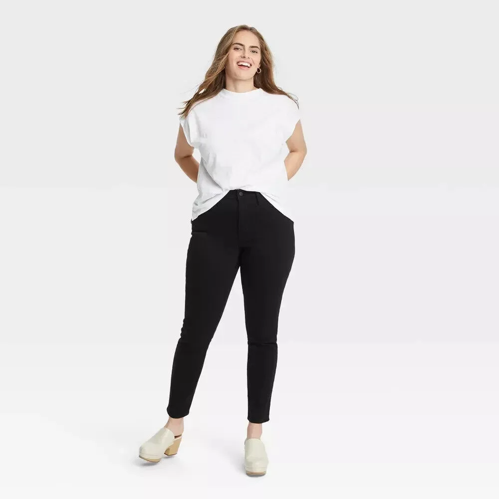 Women's High-Rise Skinny Jeans - Universal Thread Black 6 Short - Picture 6 of 6